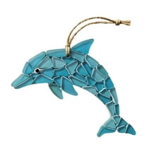 Christmas Dolphin Whale Sea Glass Mosaic Ornament, Creativity Mosaic Glass Hanging Decoration for Adults, Holiday Unique Decor Gift