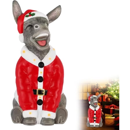 Christmas Donkey Santa Figurines 8Inch Christmas Decorations Resin Holiday/Table Ornament Versatile Courtyard and Indoor Xmas Decor