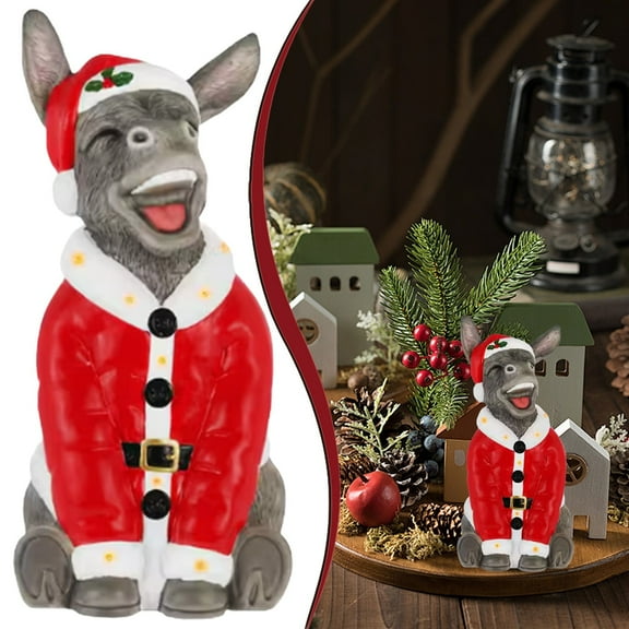 Christmas Donkey Santa Blow Mold Decoration - Resin Donkey Figurine, 2025 Holiday Home Decor, Festive Christmas Donkey Ornament, Indoor Outdoor Christmas Statue, Holiday Yar Makeup Organizers