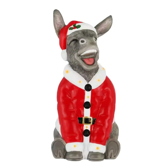 Christmas Donkey Santa Claus Blow Mold Resin Statue,8-Inch Christmas Donkey Resin Ornaments,Christmas Decorations,Laughing Donkey Ornaments Wearing(Red)