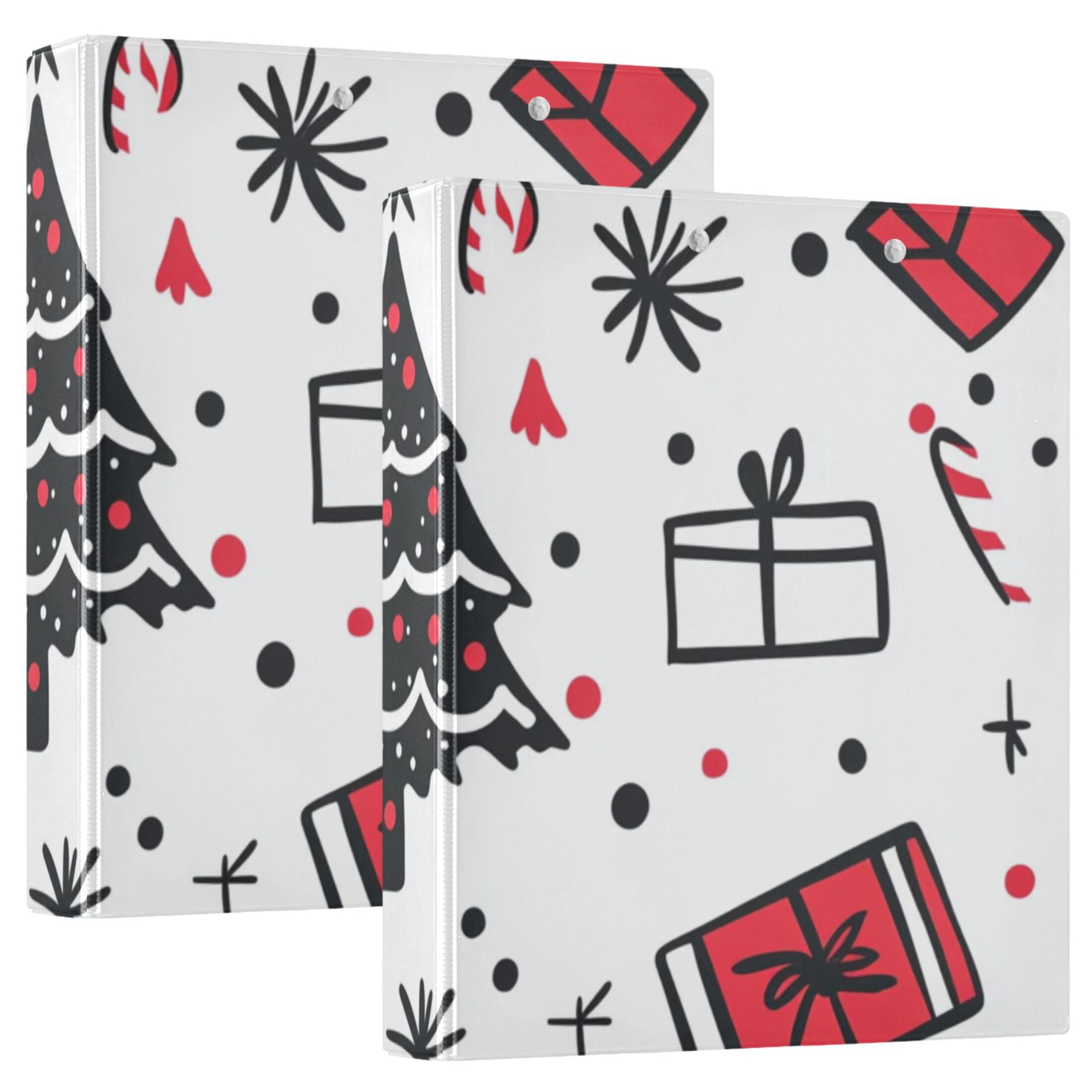 Christmas Doodle Gifts 3 Ring Binders 1.5 inch Hardcover File Folders with Interior Pockets A4 Size Organizer for School Office Hospital