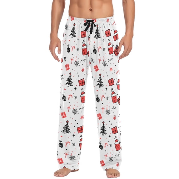 Christmas Doodle Men's Pajama Pants with Pocket Lounge Pants Pajama Sleep Pant Pj Comfortable