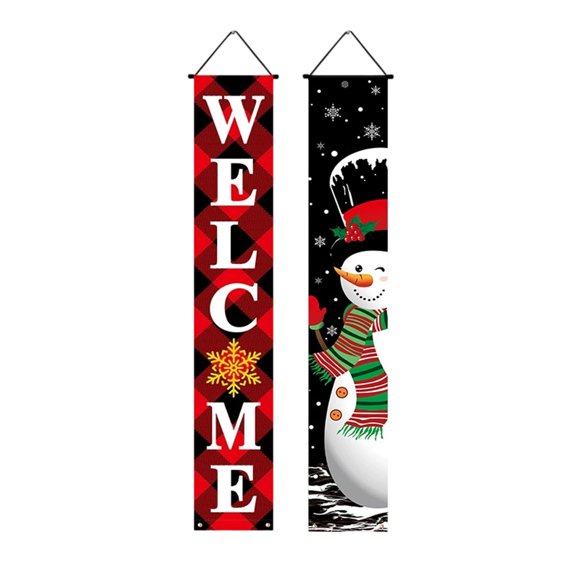 Christmas Door Banner 12x71in – Festive Polyester Couplet Door Cover for Holiday Parties, Custom Wall Flag or Background Curtain for Indoor Outdoor Decorations