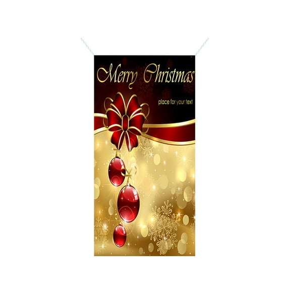 Christmas Door Cover 35 x 79 Inch, Santa Claus Pattern Polyester Decoration, Full Coverage Holiday Hanging for Front Door, Wall & Party