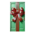 thumbnail image 1 of Christmas Door Cover 71x35 Inch Red Green Gift Wrap Banner, Elegant Holiday Door Hanging for Front Porch, Indoor Outdoor Winter Party Backdrop Merry Xmas Decoration Use (Green), 1 of 6