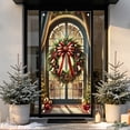 thumbnail image 1 of Christmas Door Cover Curtain 35x71 Inch – Polyester Fabric Front Door Decor, Wall Hanging or Tablecloth for Holiday Party, Classic Santa & Snowman Pattern, 1 of 6