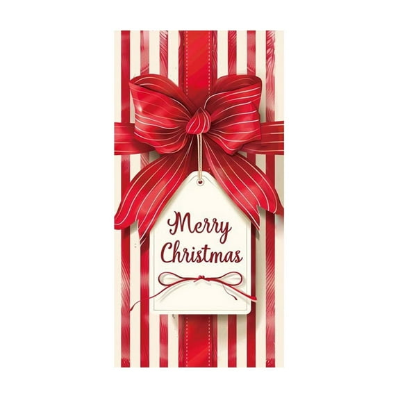 Christmas Door Cover Curtain Decoration For Festive Home Decor Front Doors And Walls With Easy Rope Hanging And Durable Polyester Fabric Bow Pattern To Create Festive Atmosphere