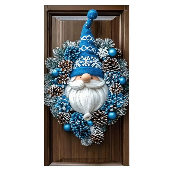 Christmas Door Cover Decoration, 71"x35" Merry Christmas Gnome Door Hanging Banner Backdrop, Photography Background for Winter Xmas New Year Decor