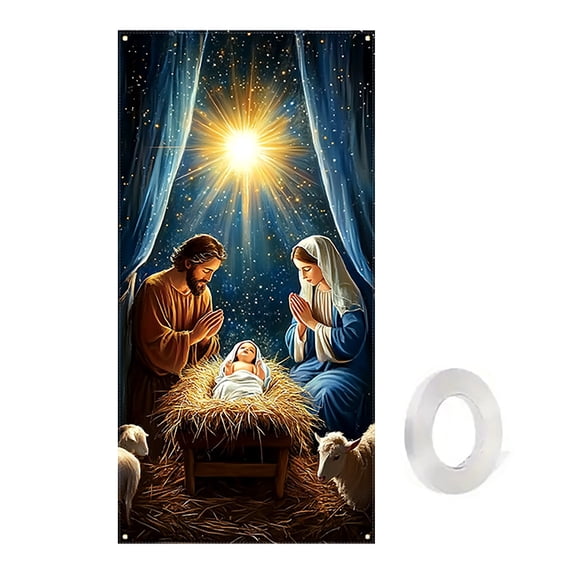 Christmas Door Cover Decoration, Festive Door Hanging Tapestry, Merry Christmas Winter Door Wrap for Holiday Parties, Classroom Decor and Celebrations