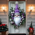 thumbnail image 1 of Christmas Door Cover Decoration Merry Christmas Gnome Door Hanging Banner Backdrop with Purple Hat Door Cover Photography Background Winter Xmas New Year Decor 71x35 （Banner, Not a Real Wreath）, 1 of 7