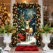 Christmas Door Cover Decoration Santa Claus Front Door Cover Xmas Hanging Banner Santa Background for Home Holiday Christmas Decoration 35 X 71 Inch