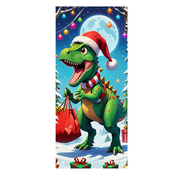 Christmas Door Cover Decorations, 35 X 71 inch Santa Claus Xmas Door Banner for Holiday Backdrop Party Supplies