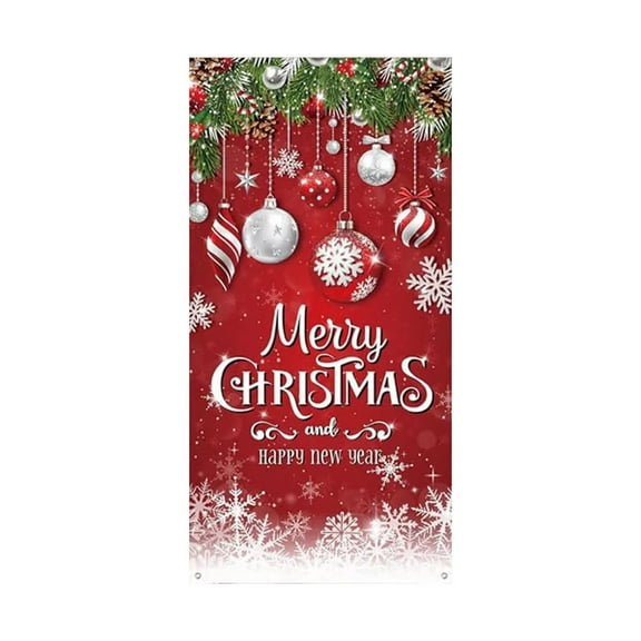 Christmas Door Cover Decorations Merry Christmas Santa Claus Door Banner Red Xmas Hanging Banner for Winter Holiday Christmas Party Decorations Outdoor Indoor,6x3ft