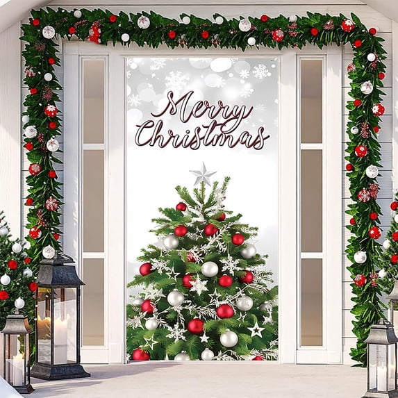 Christmas Door Cover Elastic,New Stretch Fabric,79in Funny Front Door Covers,Festive Party Home Decor,G