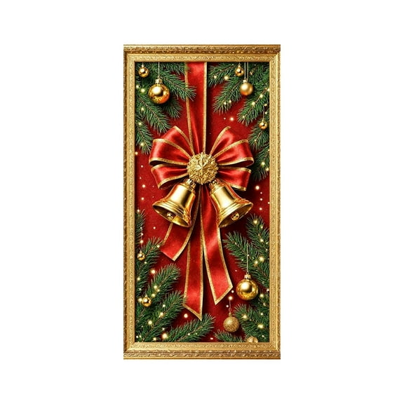 Christmas Door Cover Flag, Exquisite Doorway Decoration, Christmas Ball Snowflake Patterns, Tear Wrinkle Proof, Exquisite Craftsmanship Production, Versatile Decoration Use, Holiday Joyful Decoration