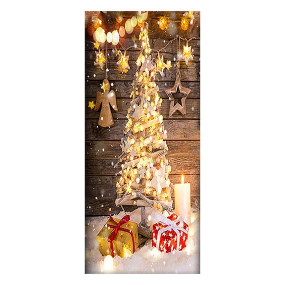 Christmas Door Cover Hanging Cloth - Polyester, Lightweight/Washable, Xmas Theme Design, for Home/Party Decoration & Gifting