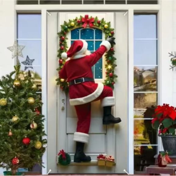Christmas Door Cover,Happy Christmas Door Banner,2026 Upgraded Santa Claus Door Frame Banner,Funny Merry Christmas Door Covers,Christmas Door Cover Decoration,71×35 Inch(A)