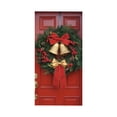 thumbnail image 1 of Christmas Door Cover – Ice Silk Polyester Fabric Holiday Door Decoration – 70.8 x 35.4 in Red Christmas Theme Hanging Curtain for Front Door, Indoor & Outdoor Display with Ropes Included, 1 of 5