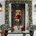 thumbnail image 1 of Christmas Door Cover Merry Christmas Door Decorations Cute Santa Claus Reindeer Door Cover Winter Xmas Backdrop Door Cover Party Outdoor Indoor Home Christmas Decorations 35 x 71 In, 1 of 6