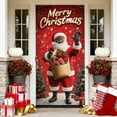 thumbnail image 1 of Christmas Door Cover with Santa and Snowman, Festive Holiday Party Decoration, Durable Hanging Door Cover for Outdoor Porch, Walls and Home Entryways, In-Stock Ready for Immediate Use, B, 1pcs, 1 of 6