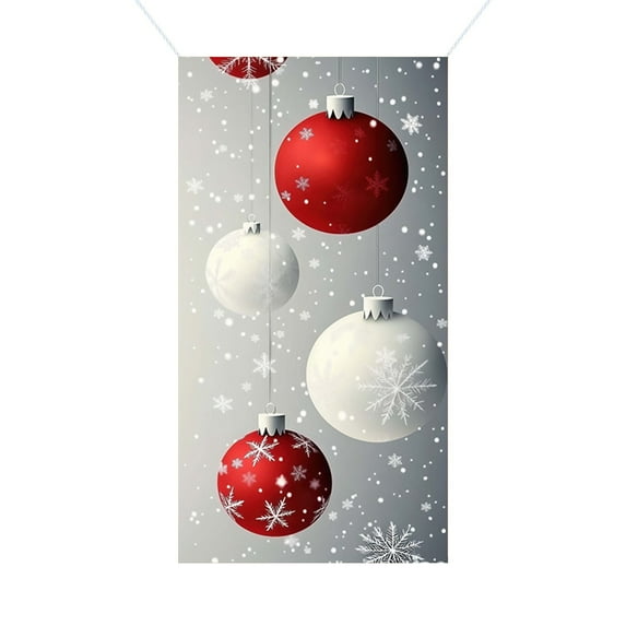 Christmas Door Cover Snowman Christmas Tree Wreath Banner Winter Holiday Decor for Front Door Photo Background Home Party, 35x71in
