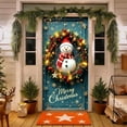 thumbnail image 1 of ‌Christmas Door Cover - Snowman Wreath with LED Lights,Red & Gold Ornaments,70.87in x 35.43in,Waterproof,Easy Install,Holiday Decor for Front Door,Garage Door,Wall‌, 1 of 6
