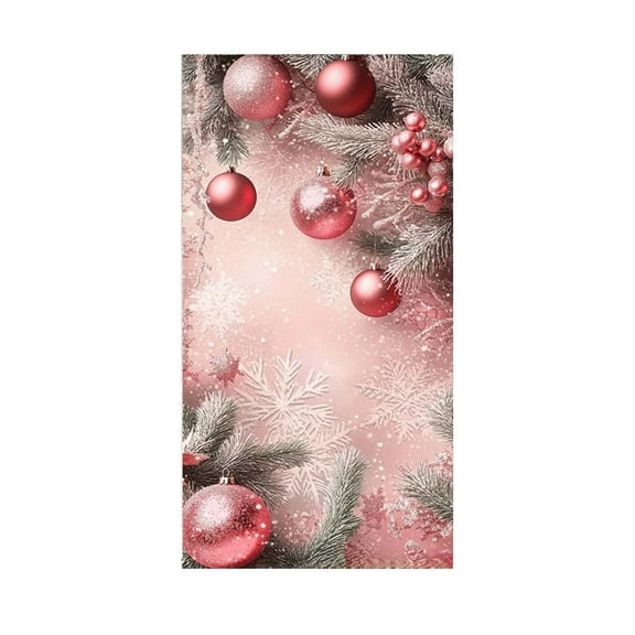 Christmas Door Cover Swag with Golden Bells and Red Bow Hanging Banner Backdrop Photography Background Decoration Holiday Door Hanging Cover Winter New Year -71x35 inch