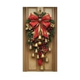 thumbnail image 1 of Christmas Door Cover Swag with Golden Bells and Red Bow Hanging Banner Backdrop Photography Background Decoration Holiday Door Hanging Cover Winter New Year -71x35 inch, 1 of 6