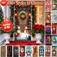 thumbnail image 1 of Christmas Door Covers for Front Door, 35" x 71", Vibrant Colors, Durable and Easy Slip-On Setup, 1 of 9