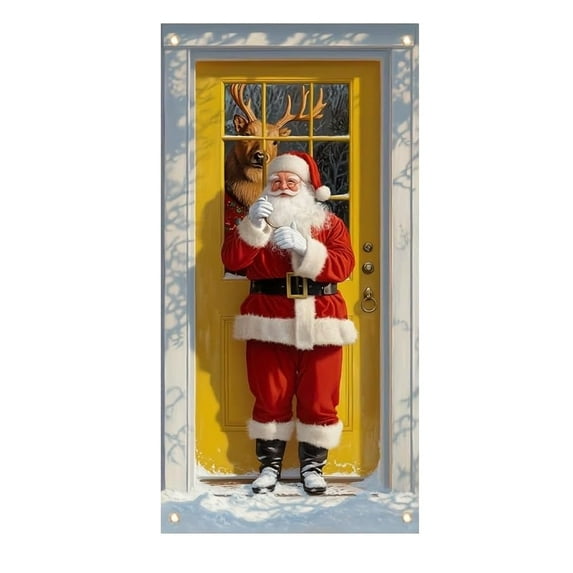 Christmas Door Curtain Background, High Definition Printed Patterns, Thickened Door Curtain Coverage, Decoration, Home Decoration Application, Festive Decoration, Store Decoration Background