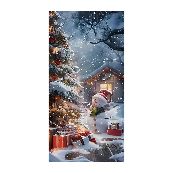 Christmas Door Curtain Cover – 71"x35" Waterproof Polyester Door Backdrop – High-Definition Holiday Decoration for Front Door, Hallway, Window, or Store Display