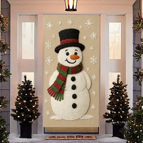 Christmas Door Curtain Decor, Polyester Fabric Holiday Door Cover for Indoor and Outdoor, Large Background Banner for Christmas Party and Home Photo(A)