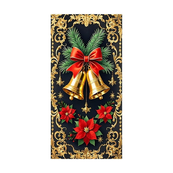 Christmas Door Curtain with HD Print, Waterproof Polyester Holiday Door Cover for Indoor Window Wall Decoration, Festive Scene Background for Home and Party Seasonal Setup