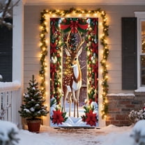 Christmas Door Curtain Hanging Tapestry Holiday Party Decor Background Cloth for Home Room Door Wall Festival Decoration(F)