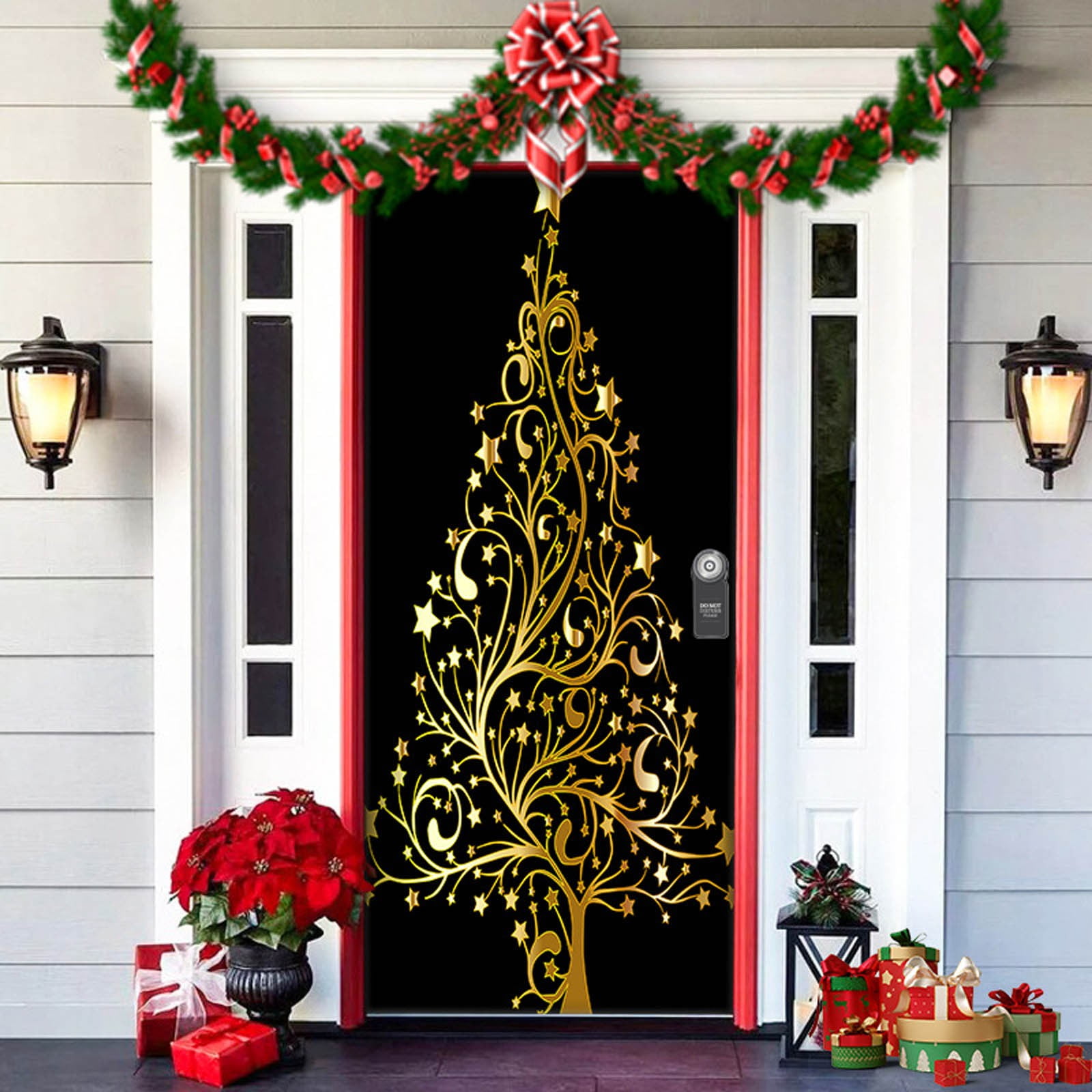 Christmas Door Decoration Door Cover Hanging Cloth Holiday Party Layout