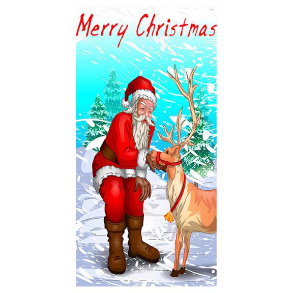 Christmas Door Decoration Door Cover Hanging Cloth Holiday Party Layout Scene Background Cloth