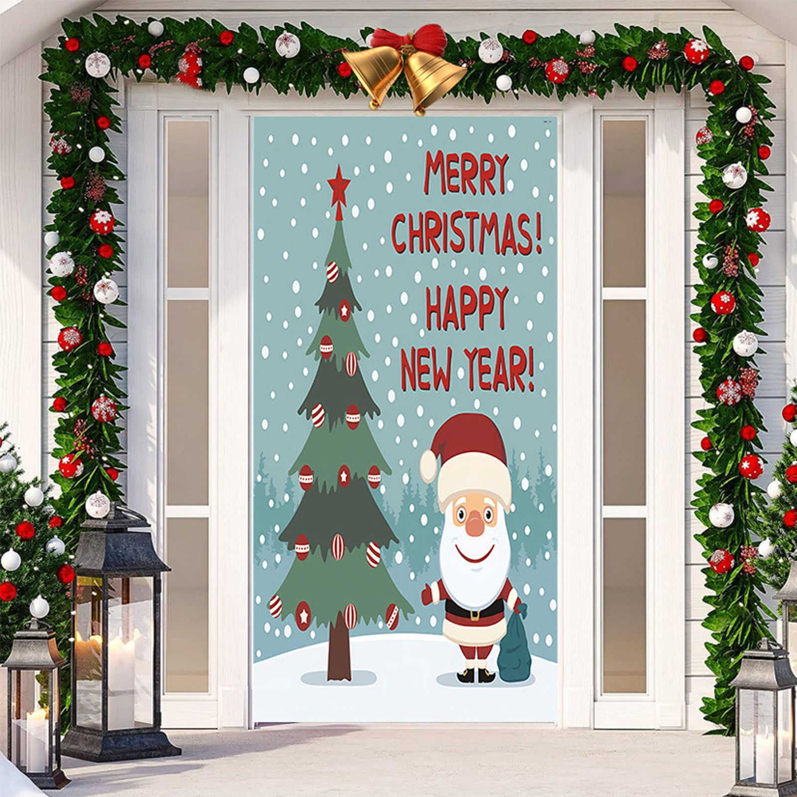 Christmas Door Decoration Door Cover Hanging Cloth Holiday Party Layout