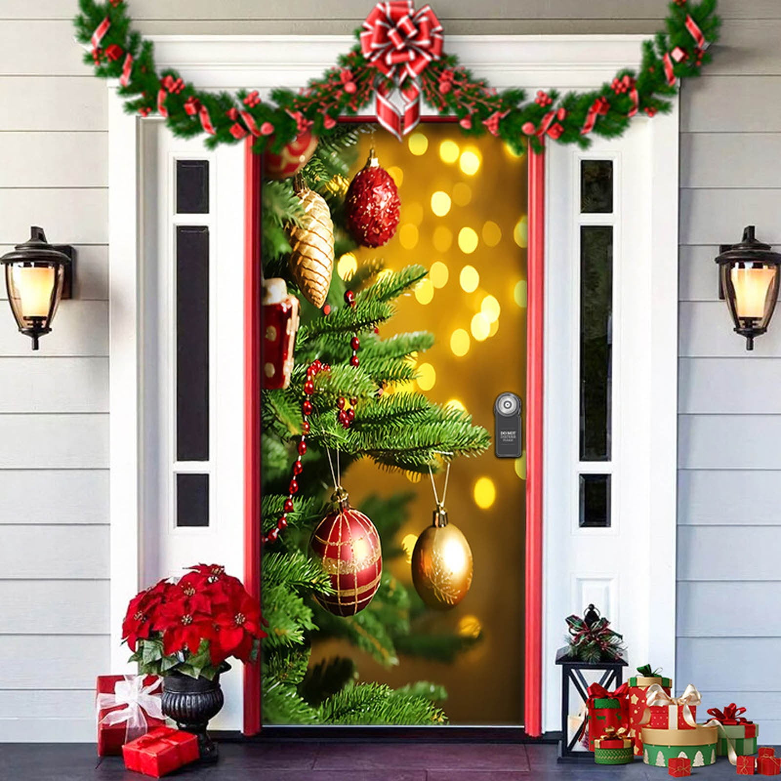 Christmas Door Decoration Door Cover Hanging Cloth Holiday Party Layout