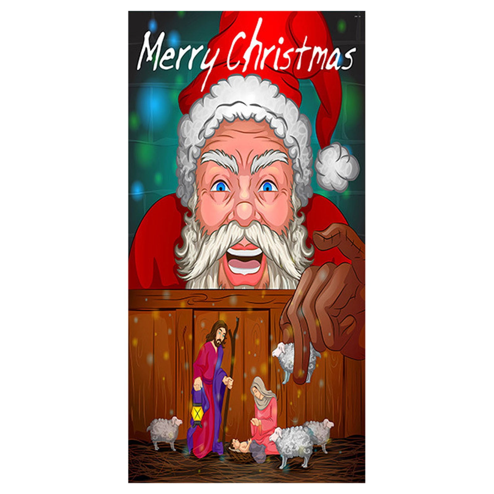 Christmas Door Decoration Door Cover Hanging Cloth Holiday Party Layout