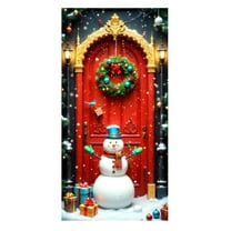 Christmas Door Decoration Fabric Snowman Banner Snowy Winter House Backdrop North Pole Wall Scene Cover Christmas Photo Booth Wall Sign for Xmas Winter Holiday Door Decoration (70.9 x 35.4 Inch)