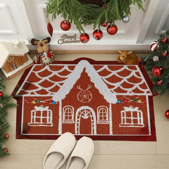 Christmas Door Entrance Floor Mat - Non-Slip Absorbent Holiday Rug, Dirt-Proof Decorative Mat for Bedroom Bathroom Living Room