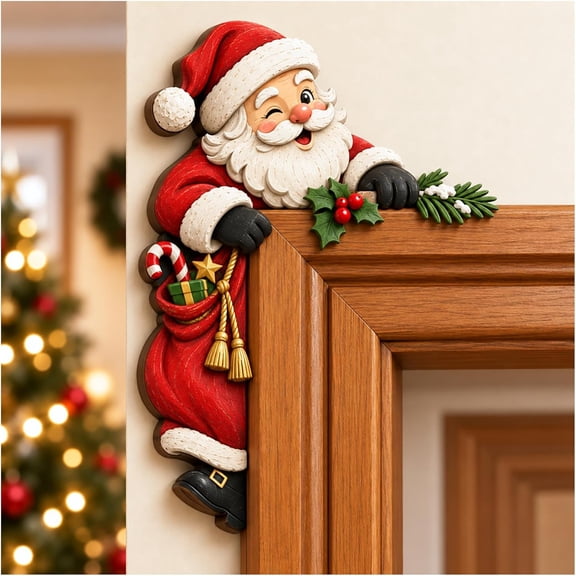 Christmas Door Frame Corner Decor, Peekaboo Holiday Ornament 8 Styles