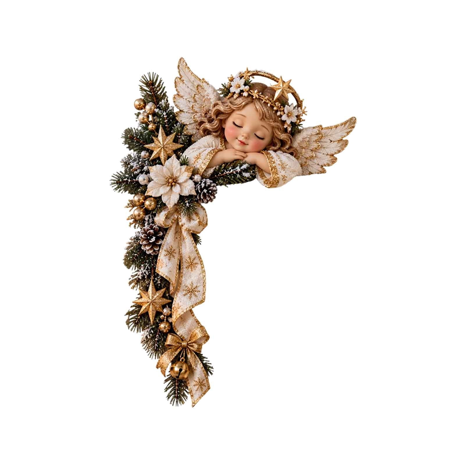 Coner Angel Christmas Door Frame Corner Decoration with Angel Feather Accents Gold ...