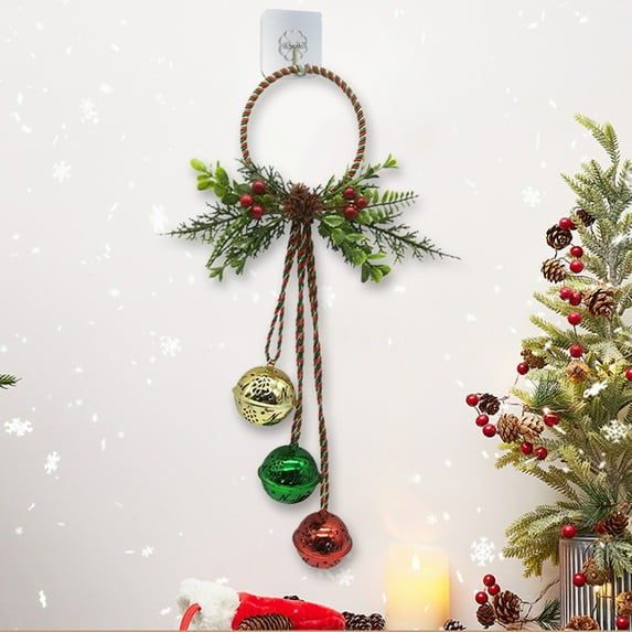 Christmas Door Hanger Metal Ornament with Festive Bow, Holiday Decoration for Wall, Front Porch, Home Entryway, Indoor and Outdoor Use