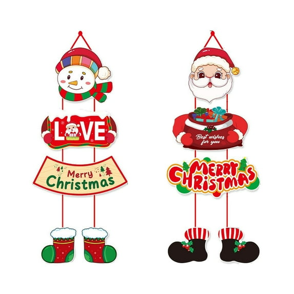 Christmas Door Hanger, Santa Snowman Door Decor, Holiday Welcome Sign, Festive Porch Decoration, Xmas Door Curtain, Seasonal Entryway Decor, Christmas Party Supplies, Outdoor Indoor Door Decor