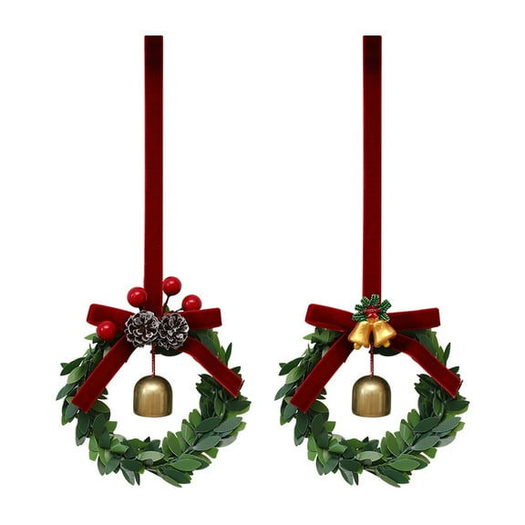 Christmas Door Hangers Set of 4 Jingle Bell Hangers Red, Silver, Gold, and Green Christmas Decorations