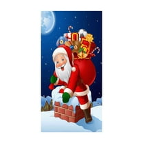 Christmas Door Hanging Tapestry for Holiday Party Background Decor, Santa Claus Wall Decor for Indoor Outdoor Xmas Festival Home Celebration 78.74 x 35.43 Inch