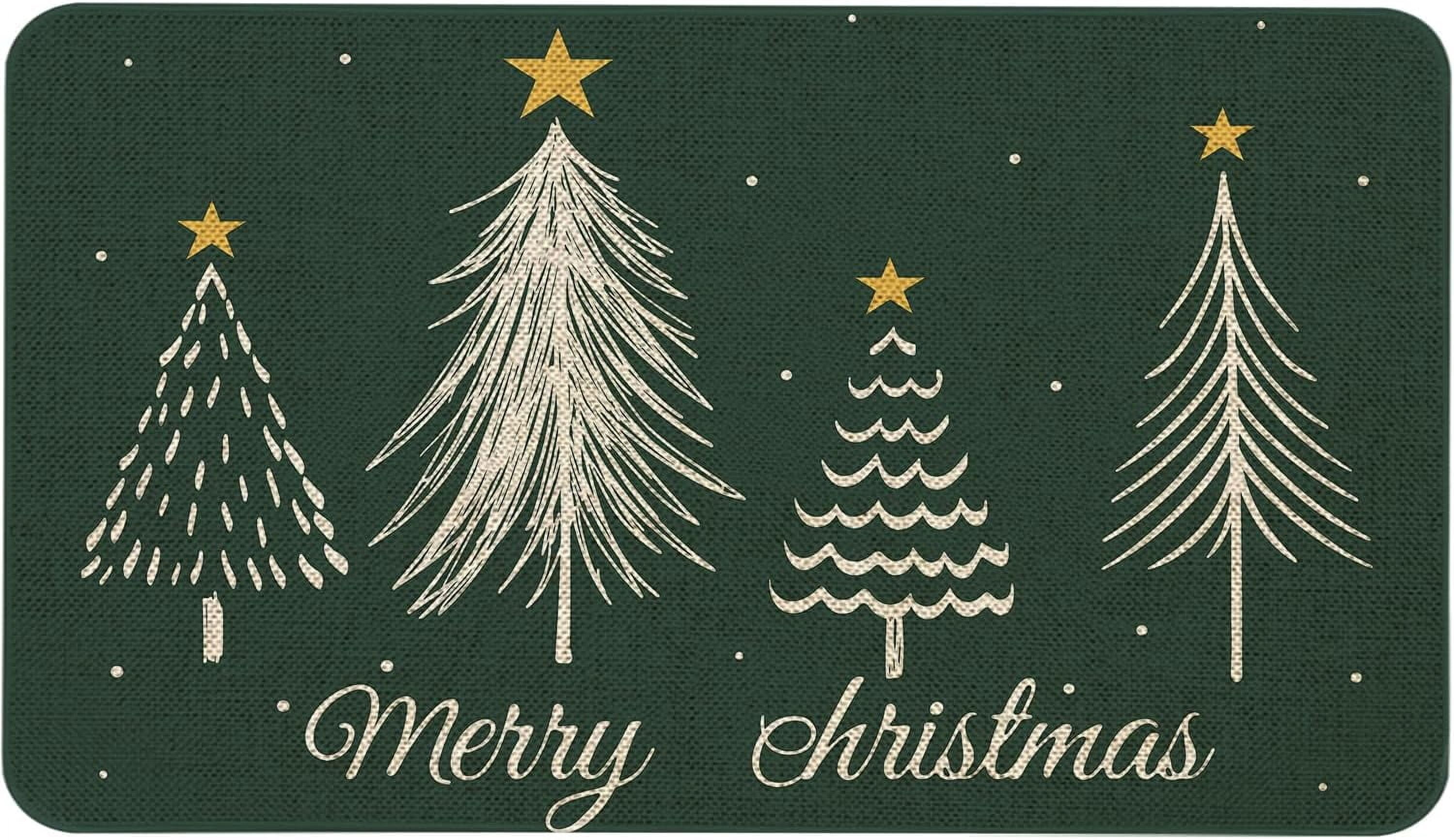 Christmas Door Mat 17x29 Inch Winter Doormat Decorative Outdoor Green Christmas Terr Decoration Indoor Outdoor Entrance Floor mat, Non Slip Welcome Party Decor