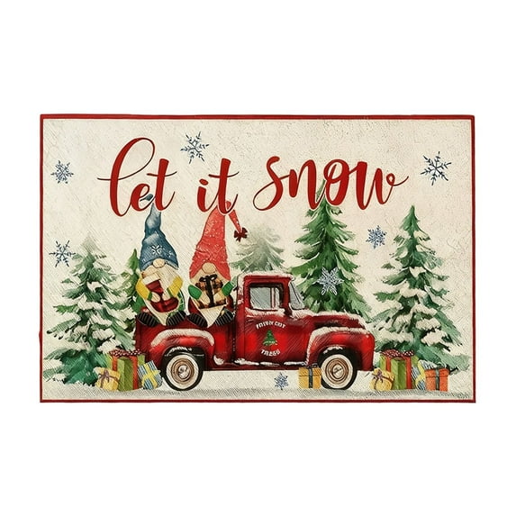 Christmas Door Mat 23.62×15.75in – Red Polyester Welcome Rug for Home Entrance, Festival Floor Decoration, Non-Slip & Easy Clean