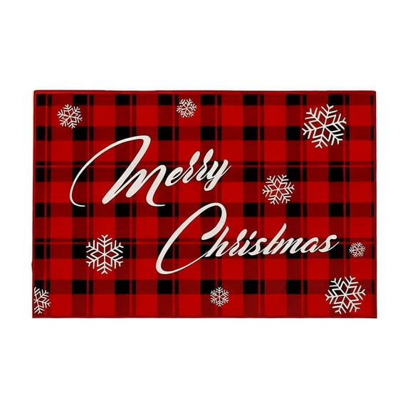Christmas Door Mat 23.62×15.75in – Red Polyester Welcome Rug for Home Entrance, Festival Floor Decoration, Non-Slip & Easy Clean